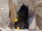 Natural Triple Terminated Smokey Quartz Cluster with Foitite Black Tourmaline and Hyalite Opal x 1 From Erongo, Namibia