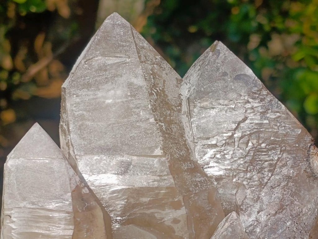 Natural Triple Terminated Smokey Quartz Cluster with Foitite Black Tourmaline and Hyalite Opal x 1 From Erongo, Namibia