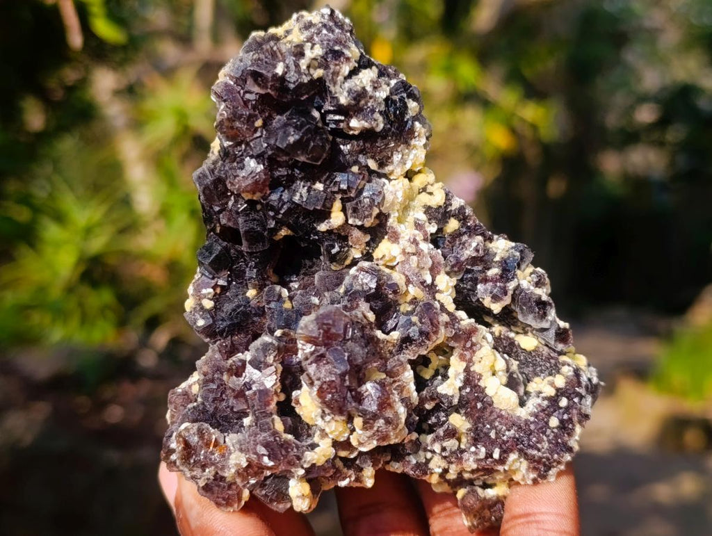 Natural Cubic Brown Fluorite Specimen with Yellow Muscovite Mica x 1 From Erongo Mountain, Namibia