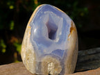 Polished and Natural Pair of Blue Lace Agate Standing Crystalline Display Pieces x 1 From Nsanje, Malawi