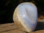 Polished and Natural Pair of Blue Lace Agate Standing Crystalline Display Pieces x 1 From Nsanje, Malawi