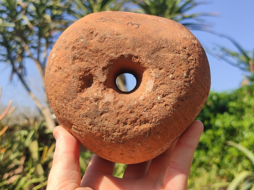 Hand Made Prehistoric African Bored Stone (!Kwe) Iron Age Artifact x 1 From Lydenburg, South Africa