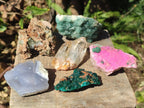 Natural Mixed Set of 6 African Mineral Specimens in a Wooden Display Box x 1 From Southern Africa