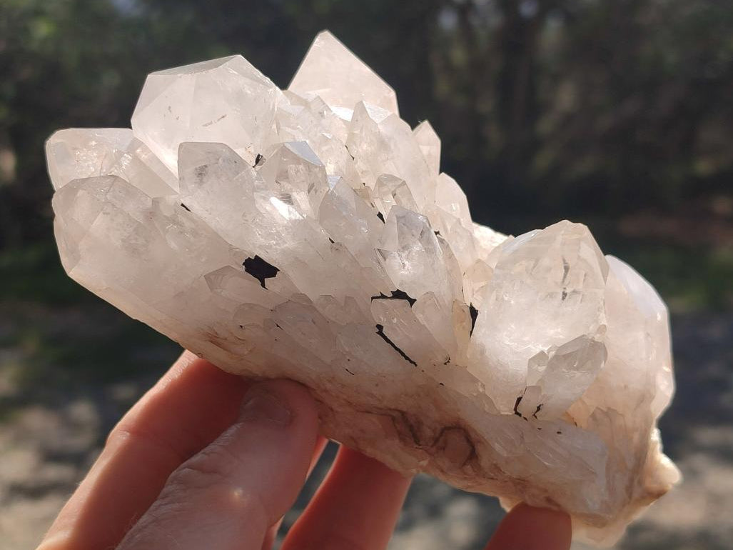 Natural Cascading Ambositra Clear Candle Quartz Crystal Cluster x 1 From Ambositra, Madagascar
