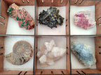 Natural Mixed Set of 6 African Mineral Specimens in a Wooden Display Box x 1 From Southern Africa