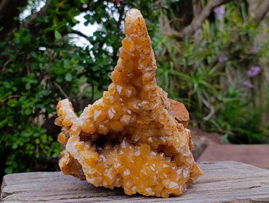Natural Large Golden Limonite Phantom Crystal Vug Specimen x 1 From Mwinilunga, Zambia