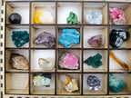 Natural Mixed Set of 20 African Mineral Specimens in a Wooden Display Box x 1 From Southern Africa