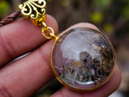 Hand Made Golden Rutile and Actinolite Cabochon Necklace by Rock Lovers Jewellery x 1 From Madagascar