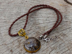 Hand Made Golden Rutile and Actinolite Cabochon Necklace by Rock Lovers Jewellery x 1 From Madagascar