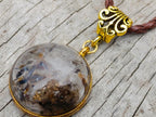 Hand Made Golden Rutile and Actinolite Cabochon Necklace by Rock Lovers Jewellery x 1 From Madagascar