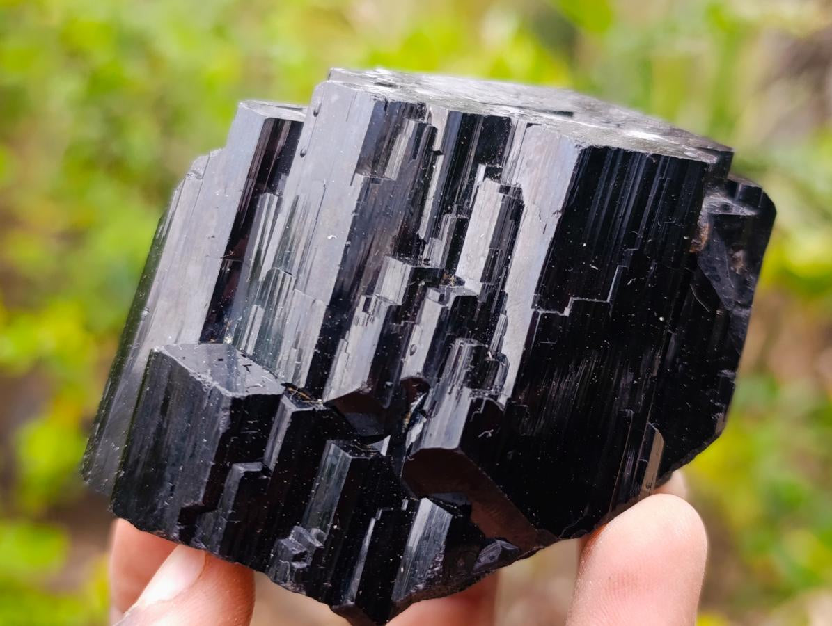 Natural Mirror Shiny Cascading Schorl Black Tourmaline Crystal x 1 From Erongo Mountain, Namibia