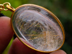 Hand Made Golden Rutile in Clear Rock Crystal Necklace by Rock Lovers Jewellery x 1 From Madagascar