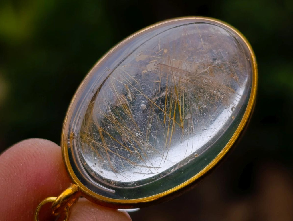 Hand Made Golden Rutile in Clear Rock Crystal Necklace by Rock Lovers Jewellery x 1 From Madagascar