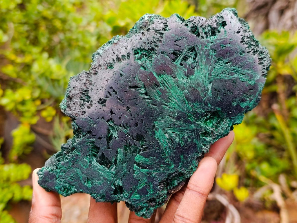 Polished and Natural Unique Pair of Crystalline Silky Malachite Halves x 1 From Kasompe, Congo
