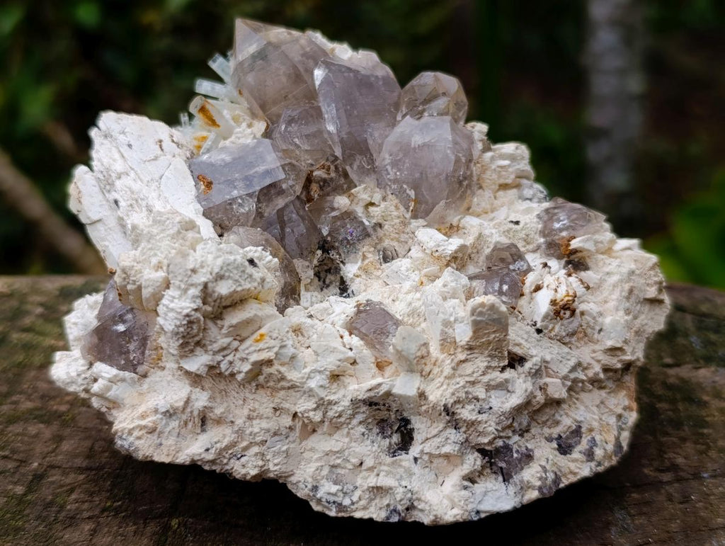 Natural Goshenite Aquamarine Cluster on a Smokey Quartz and Feldspar Matrix x 1 From Erongo, Namibia