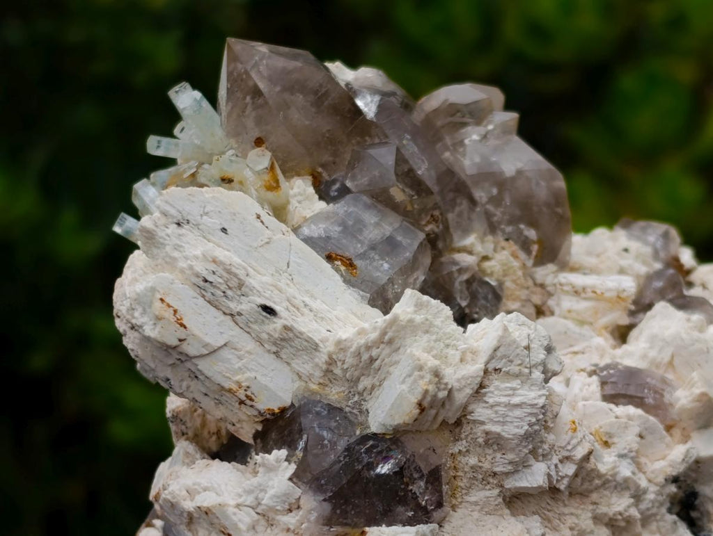 Natural Goshenite Aquamarine Cluster on a Smokey Quartz and Feldspar Matrix x 1 From Erongo, Namibia
