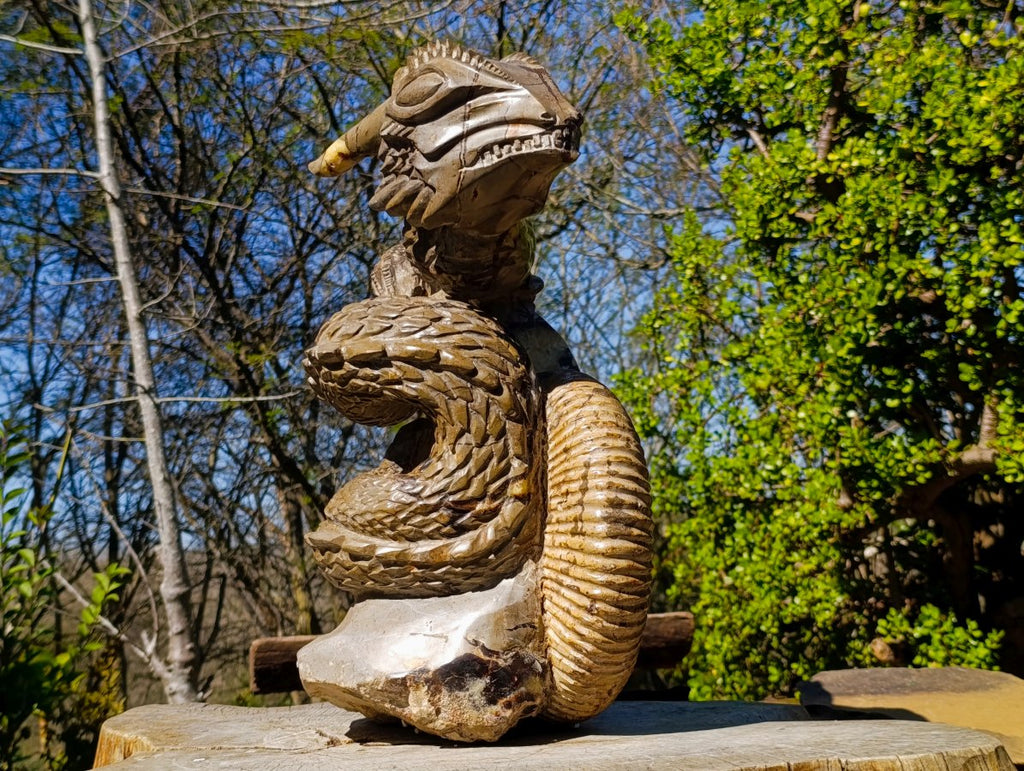 Hand Made XXL Septerye Dragon with Ammonite Sculpture x 1 From Mahajanga, Madagascar