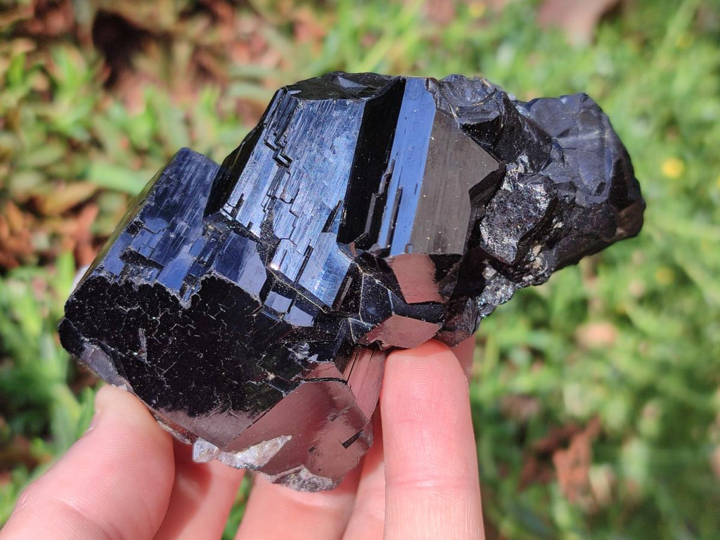 Natural Mirror Shiny Schorl Black Tourmaline Crystal Cluster x 1 From Erongo, Namibia