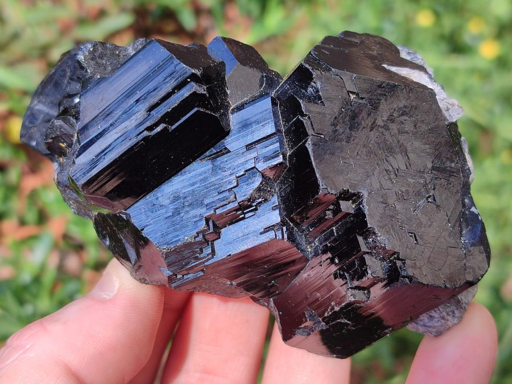 Natural Mirror Shiny Schorl Black Tourmaline Crystal Cluster x 1 From Erongo, Namibia
