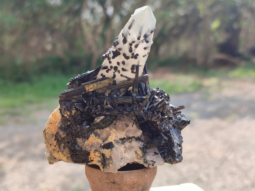 Natural Smokey Quartz and Schorl Black Tourmaline Crystal Cluster x 1 From Erongo, Namibia