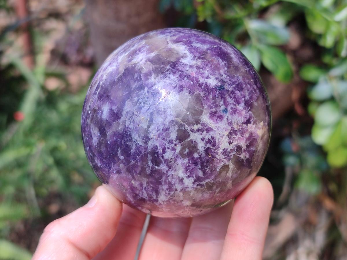 Polished Purple Lepidolite Sphere with Rubellite Pink Tourmaline x 1 From Madagascar