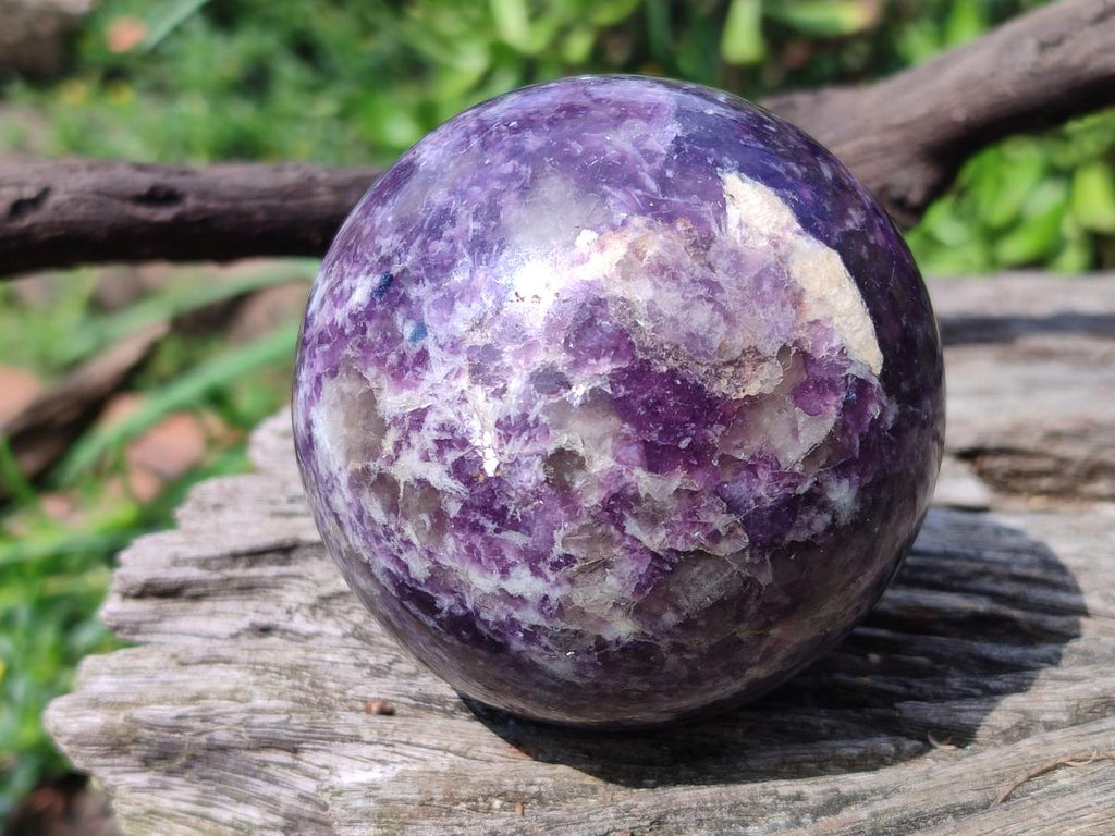 Polished Purple Lepidolite Sphere with Rubellite Pink Tourmaline x 1 From Madagascar