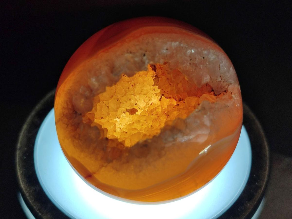 Polished and Natural Drusy Centred Carnelian Set of 3 x 1 From Madagascar