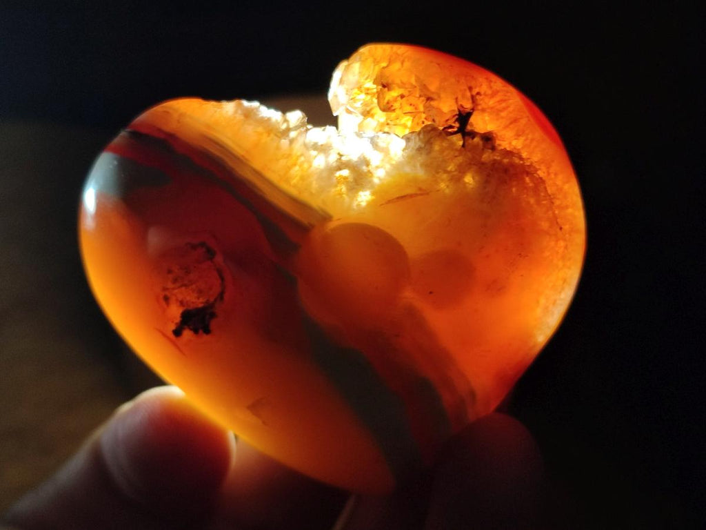 Polished and Natural Drusy Centred Carnelian Set of 3 x 1 From Madagascar