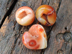 Polished and Natural Drusy Centred Carnelian Set of 3 x 1 From Madagascar