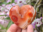 Polished and Natural Drusy Centred Carnelian Set of 3 x 1 From Madagascar