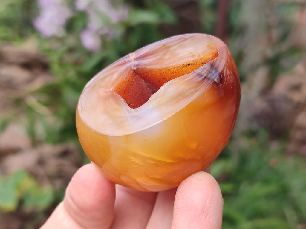 Polished and Natural Drusy Centred Carnelian Set of 3 x 1 From Madagascar