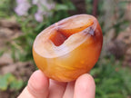 Polished and Natural Drusy Centred Carnelian Set of 3 x 1 From Madagascar
