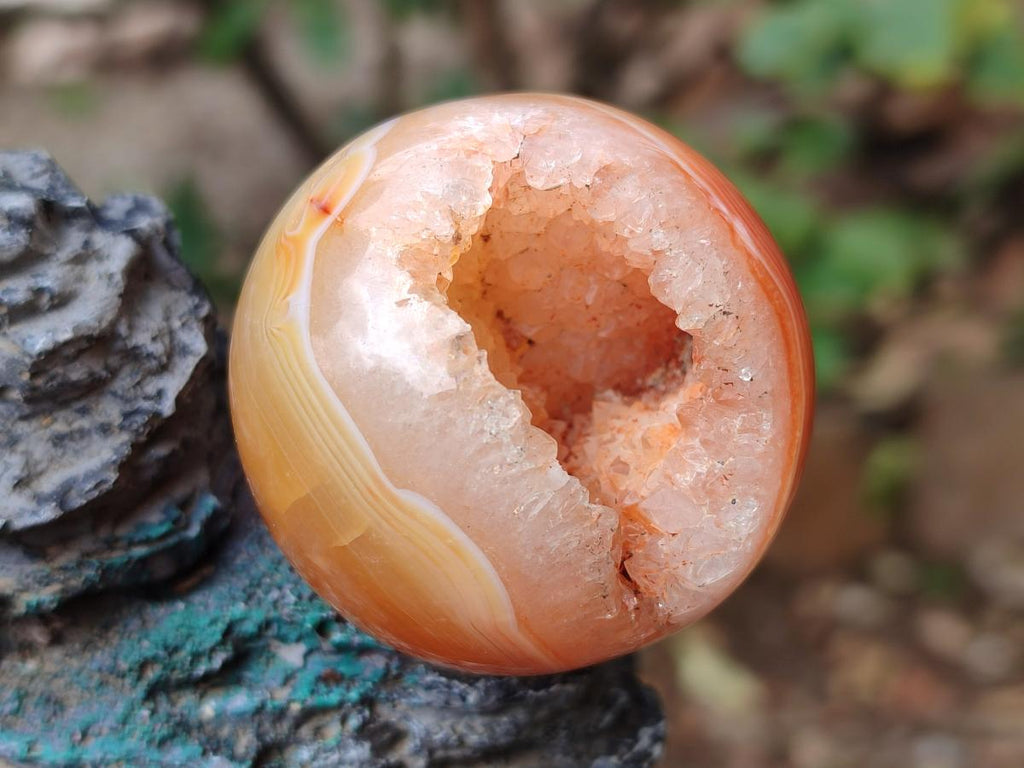 Polished and Natural Drusy Centred Carnelian Set of 3 x 1 From Madagascar