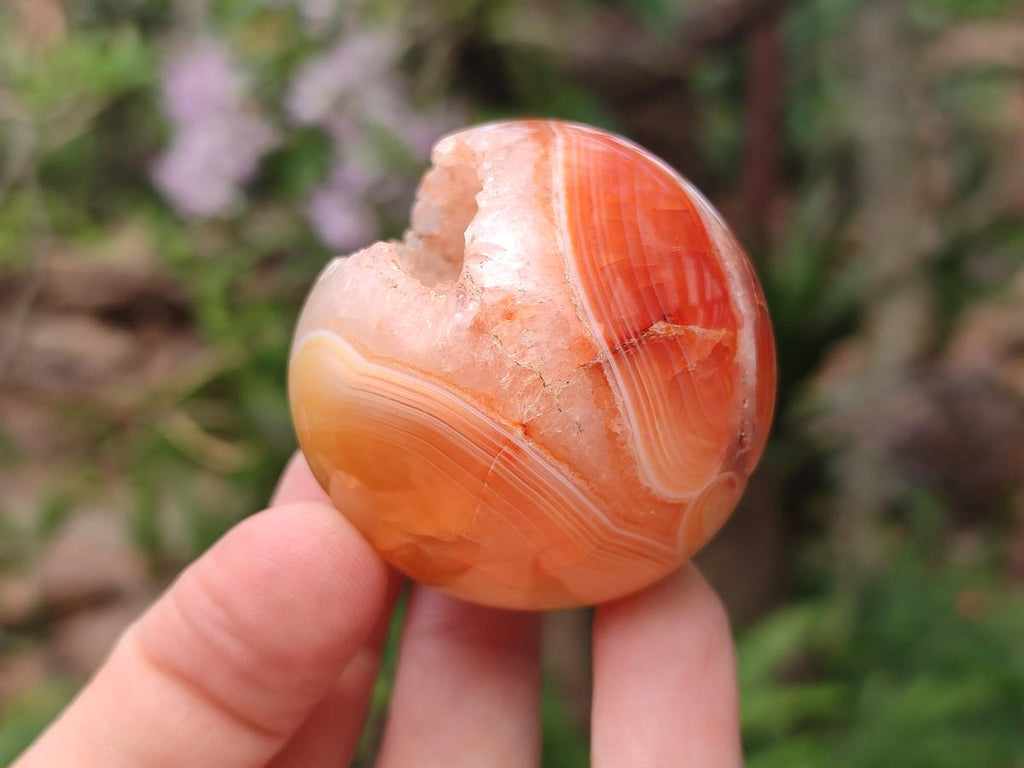 Polished and Natural Drusy Centred Carnelian Set of 3 x 1 From Madagascar