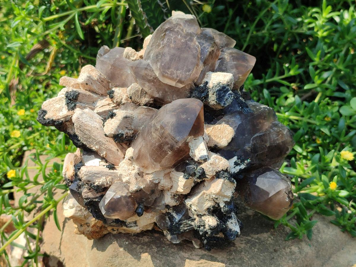 Natural Large Erongo Mountain Cluster of Smokey Quartz with Double Terminated Crystals x 1 From Erongo, Namibia