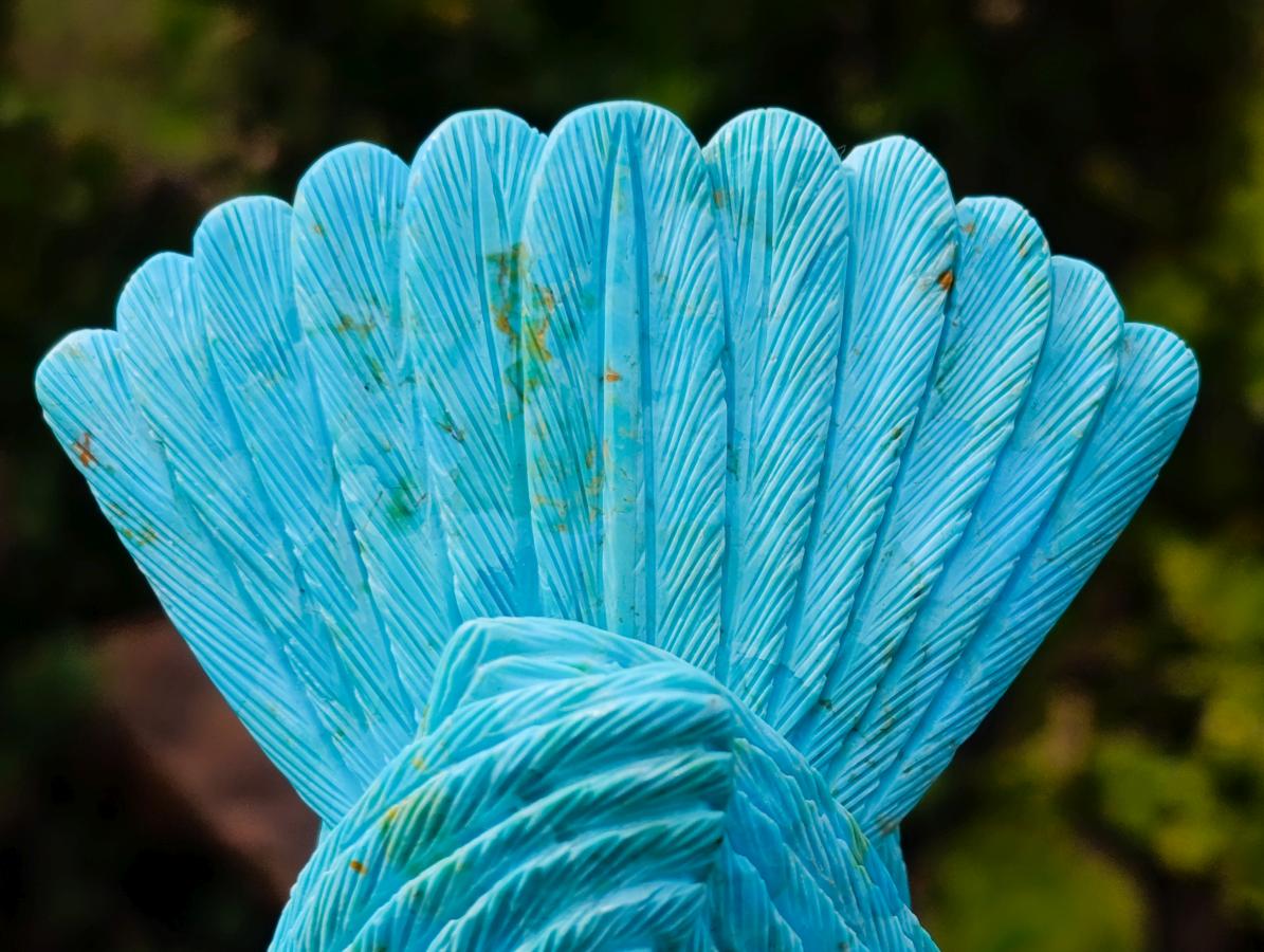 Hand Made Stunning Chrysocolla and 9ct Gold Eagle Sculpture on a Basalt Base x 1 From USA