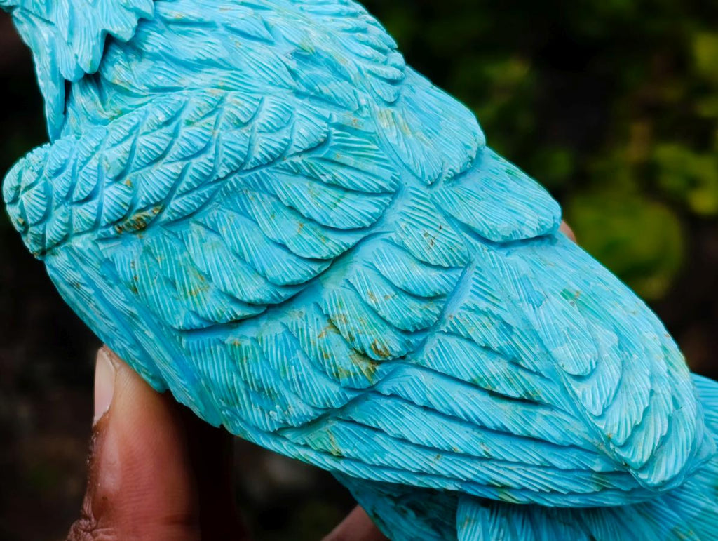 Hand Made Stunning Chrysocolla and 9ct Gold Eagle Sculpture on a Basalt Base x 1 From USA