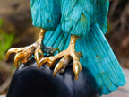 Hand Made Stunning Chrysocolla and 9ct Gold Eagle Sculpture on a Basalt Base x 1 From USA