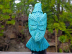 Hand Made Stunning Chrysocolla and 9ct Gold Eagle Sculpture on a Basalt Base x 1 From USA
