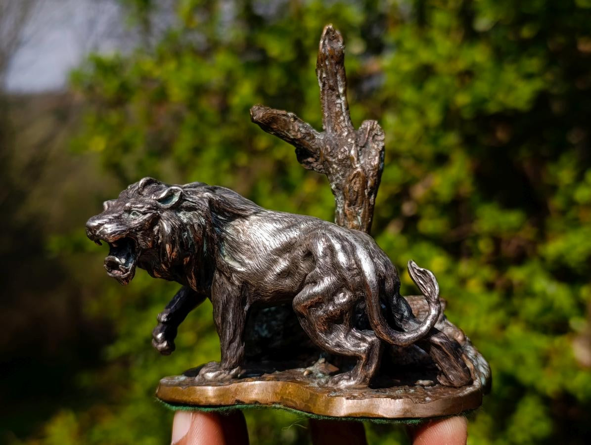 Hand Made Silver Bronze and Copper Lion Sculpture x 1 From South Africa
