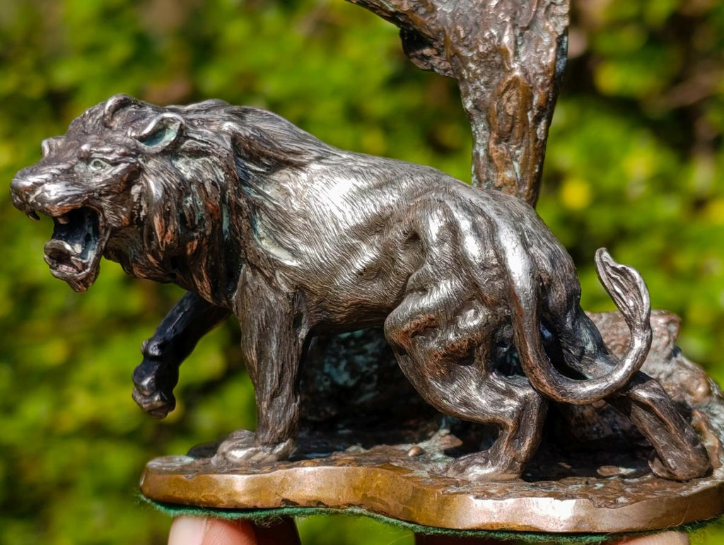 Hand Made Silver Bronze and Copper Lion Sculpture x 1 From South Africa