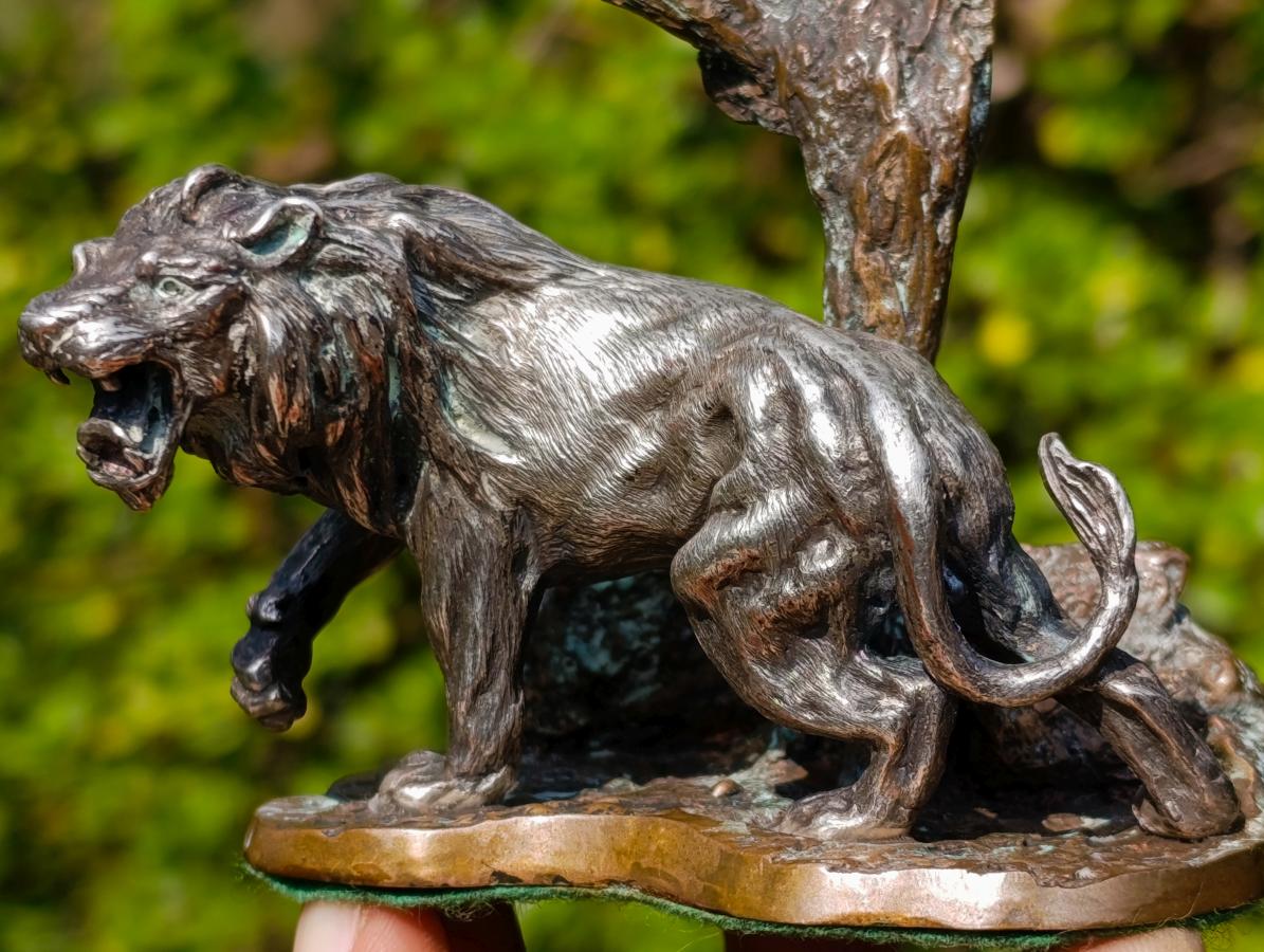 Hand Made Silver Bronze and Copper Lion Sculpture x 1 From South Africa