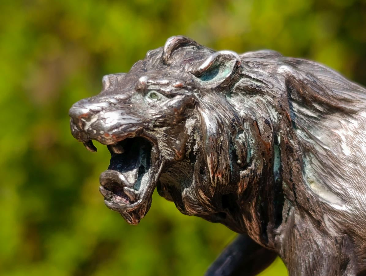 Hand Made Silver Bronze and Copper Lion Sculpture x 1 From South Africa