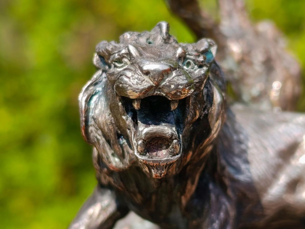 Hand Made Silver Bronze and Copper Lion Sculpture x 1 From South Africa