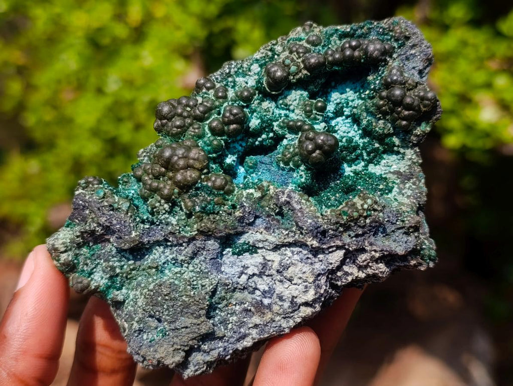 Natural Botryoidal and Fibrous Malachite Specimen with Goethite and Chrysocolla x 1 From Kolwezi, Congo