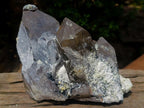 Natural Fluorescent Hyalite Capped Smokey Quartz Crystal Cluster x 1 From Erongo Mountain, Namibia
