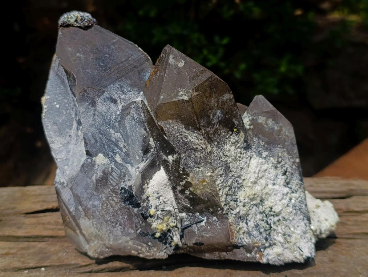 Natural Fluorescent Hyalite Capped Smokey Quartz Crystal Cluster x 1 From Erongo Mountain, Namibia