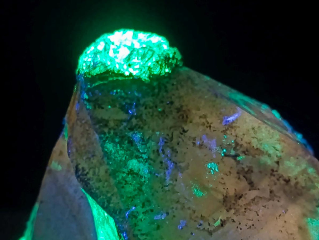 Natural Fluorescent Hyalite Capped Smokey Quartz Crystal Cluster x 1 From Erongo Mountain, Namibia
