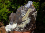 Natural Fluorescent Hyalite Capped Smokey Quartz Crystal Cluster x 1 From Erongo Mountain, Namibia