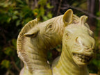 Carved African Butter Jade Twin Fighting Zebra Sculpture x 1 From Bronkhorstspruit, South Africa